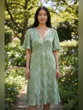 NWNT Black Swan Light Green Floral Dress